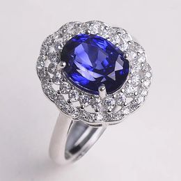 Cluster Rings Silver Colour Luxury Daifei Imitation Natural Sapphire Tanzanite Colourful Treasure Pendant With Zirconia For Women