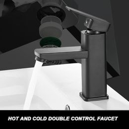 Black Silver Single Handle Basin Faucet Cold Hot Water Mixer Bathroom Faucets Contracted Basin Faucet Deck Mounted Tap