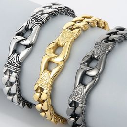 Vintage Stainless Steel Charm Man Bracelet for Men Totem Chain Men's Bracelets Hand Bands Viking Jewellery Mannen Armband 240409