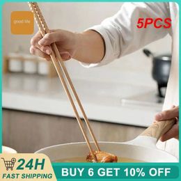 Chopsticks 5PCS Long Sticks Japanese Beech Household Gadgets Tableware Chafing Non-slip Kitchen Tool Solid Wood