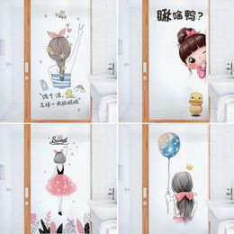 Window Stickers Cartoon Boys Girls Bathroom Kids Room Electrostatic Frosted Glass Anti-light Film Anti-peep Shading Privacy