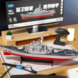 Rc Boats Simulated RC Warship Model Missile Destroyer Ship Model Set Electric Remote Control Ship Toys for Boys Christmas Gift