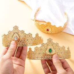 Hollow Flower Traditional Holiday For Women Arad Tiaras Gold Colour Bijou Algeria Bridal Wedding Jewellery Crown Gold Colour