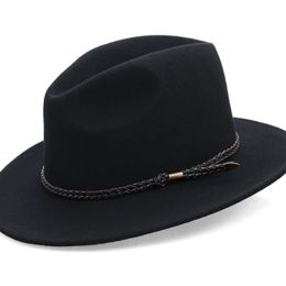 Caps X4016 Waterproof Wool Hat Wide Brim Cowboy Felt Hat British Retro Knight Hat Unisex Wool Fedora Hats Cloche Wool Felt Hat
