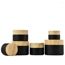 Storage Bottles 10pcs Cream Jar Black Frosted False Wood 5g10g15g20g30g50g Lid Empty Skincare Pots Lotion Glass Containers For Cosmetics