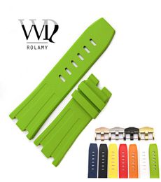 Rolamy 28mm Whole Waterproof Silicone Rubber Replacement Wrist Watchband Strap Belt With Buckle For ROYAL OAK OFFSHORE 2207042810046