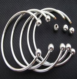 925 Sterling Silver Fill Open Women Cuff Bangle 65MM 70MM Size Fit European Beads Charm Bracelet1163516