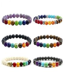 New 7 Chakra Bracelet Men Black Lava Healing Balance Beads Reiki Buddha Prayer Natural Stone Yoga Bracelet5026914