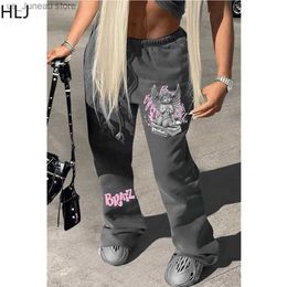 Women's Pants Capris HLJ Fall Pattern Printing Sweatpants Women Fashion High Waisted Drawstring Jogger Pants Casual Female Sporty Trousers Strtwear T240412