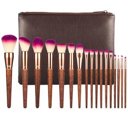 Professional 17pcs Makeup Brushes Set Fashion Lip Powder Eye Kabuki Brush Complete Kit Cosmetics Beauty Tool with Leather Case2607772