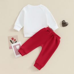 Valentine s Day Infant Baby Girl Boy Outfit Clothes Letter Sweatshirt Top Elastic Waist Pants Set Fall Spring