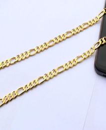 Solid Stamep 585 Hallmarked Yellow Fine 18k Gold GF Figaro Chain Link Necklace Lengths 8mm Italian 24 inch8361146