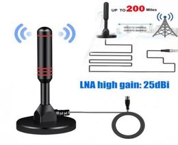 Retail 200KM VHF UHF amplifier LumiParty indoor digital HDTV TV high gain antenna 25dBi antenna with access to viewEastVita pl8324541