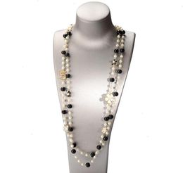Luxury Brand Design Number 5 Long Pearl Necklace Camellia Double Layer Sweater Chain Woman Party Jewelry7162413