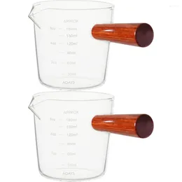 Wine Glasses 2 Pcs Glass Milk Gu Scale Design Coffee Cup Clear Pitcher Household Espresso Ss Wooden Measuring Cups