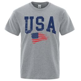 USA Letter Flag Hip Hop Printed Men Women T Shirts Crewneck S-XXXL Clothing Loose Breathable Tshirt Street Casual Tee Shirt