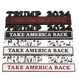 Trump 2024 Car Metal Sticker Decoration Party Favor US Presidential Election Trump Supporter Body Leaf Board Banner 12.8X3CM