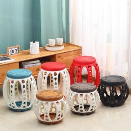 Simple Chinese Style Round Stool Wisp Empty Plastic Multi-functional Household Living Room Chairs