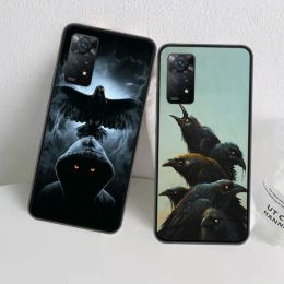 Raven Crow Skull Pattern Phone Case For Xiaomi Redmi Note 12 Plus 12S 11 11T Pro 5G 11E 11S 4G 10 10S 9 9S 9T 8 8T 7 6 5 Cover S