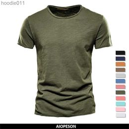 Men's Hoodies Sweatshirts 100% pure cotton mens T-shirt casual soft fitness summer thin T-shirt mens home clothing O-neck short sleeved solid color mens T-shirt C24325