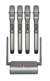 4- Wireless Microphone System Quad UHF Mic 4 Handheld Mics Long Distance Fixed Frequency Microphones2681376