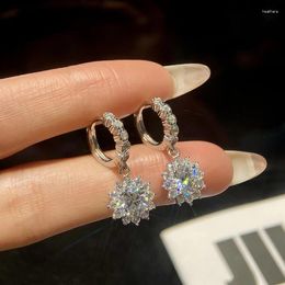 Dangle Earrings DiamondWorld 1-2CT Sun Flower Wedding Moissanite Diamond For Women With Certificate 925 Sterling Silver Luxury Jewelry
