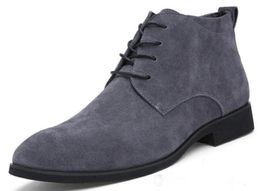 ness Chukka Mens Boots High Casual Shoes Outdoor Leather Mens Winter Shoes Male Black Grey90582696585293