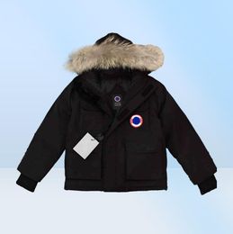 Winter Canadian Designer Goose down jackets highend boys girls hoodie coat 98 down filled wolf fur collar brand clothing wholesa7818164