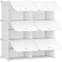 HOOBRO Shoe Organizer, 6 Cube Shoe Rack with Door, Holds 24 Pairs of Shoes, Shoe Storage Cabinet for Close, Steel Frame, Plastic