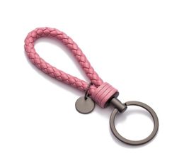Handmade Braid Real Sheepskin Leather Woven Rope Keychain Wrist Rope Couple Key Chain Llavero Key Ring Key Holder Car Pendant 22054916229