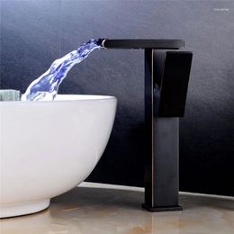 Bathroom Sink Faucets Basin Faucet LED Brass Waterfall Single Hole Cold Water Tap Mixer Torneira