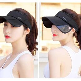 Visors Wide Brim Hats Bucket Sun Visor Hat Summer Ladies Cycling Sunshade Outdoor Sports Cap With Retractable Side For Young Girls Women 24413