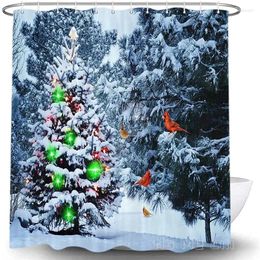 Shower Curtains Winter Christmas Tree Decor By Ho Me Lili Curtain Snow Forest North American Cardinals Bathroom Accessories With Hooks