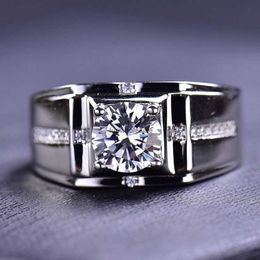 Authentic imported Mosang diamond ring for mens S925 silver gold-plated non fading trendy cross domineering and Personalised high-end customization
