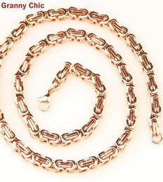 Granny Chic Classic Mens Selling Rose Gold Stainless Steel 6mm Byzantine Necklace Chain 740in Chains9305745