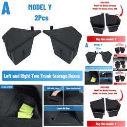 New 2024 2024 2024 2024 Car Trunk Side Storage Box For Tesla Model Y 2018-23 Hollow Cover Organizer Flocking Mat Partition Board Stowing Tidying