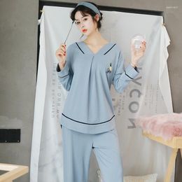 Home Clothing Cotton Pajama Sets For Women 2024 Autumn Winter Fashion V-neck Long Sleeve Pyjama Sleepwear Female Lounge Homewear