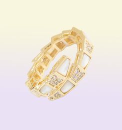 High-grade 18k gold plated micro-set zircon shell ring Jewellery Korean personality trend women niche design bone open ring1514244