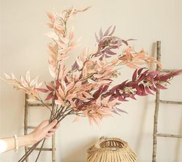 Bamboo Leaf Long Branch Artificial Leaves Silk Flowers Apartment Decorating Wedding Farmhouse Home Decor Fake Plants Willow Decora4969636