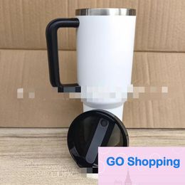 High-end New 40Oz Contrast Colour Handle Car Cup Stainless Steel 304 Vacuum Cups with Straw Car Cooling Ice Heater