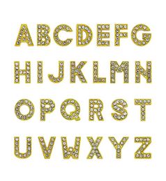 1300pcslot AZ Gold Colour full rhinestone Slide letter 8mm diy charms alphabet fit for 8MM leather wristband keychains5121745