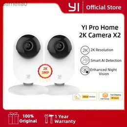 IP Cameras YI 2pcs Pro camera kit 2K 3MP AI based smart home 2.4G baby camera pet video recording and monitoring enhanced night visionC240412