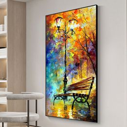 Abstract Streetlight Bench Canvas Painting Living Room Wall Decor Bedroom Wall Art Posters For Home Decoration