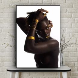 Wall Art Modular Prints Pictures Black Gold African Woman Nordic Canvas Poster Scandinavian Painting Living Room Home Decor