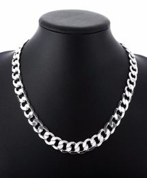 Chains 2022inch 12 Mm Curb Chain Necklace For Men Silver 925 Necklaces Choker Man Fashion Male Jewellery Wide Collar Torque Colar4325394