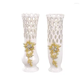 Vases White Ceramic Vase Hydroponic Rich Bamboo European Style Simple Modern Flower Arrangement Ornaments