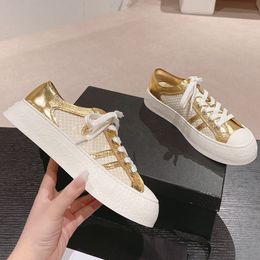 Womens Platform Heels Sneaker Dress Shoe Designer Lace-Up Lace Casual Shoe Black White Classic Silver Gold Trainer Sport Shoes Outdoor Leisure Shoe With Dust Bags