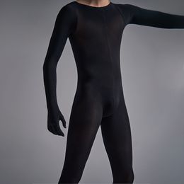 Sheer Sexy Men's Jumpsuit Back Open Bodystocking Black See Through Onesies Bodysuit Slim Fit Skin Tights Pyjamas for Couples