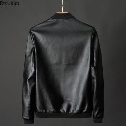 Autumn Winter Leather Jacket Coat for Men Bomber Motorcycle PU Jacket Causal Vintage Black Biker Pocket Zipper Jackets 7XL 8XL