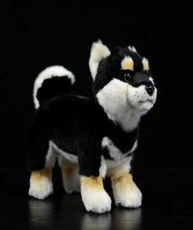 28cm Shiba Inu Real Life Plush Standing Japanese Black Dog Pet Doll Soft Lifelike Stuffed Animal Cute Kids Toys Christmas Gifts Q03912520